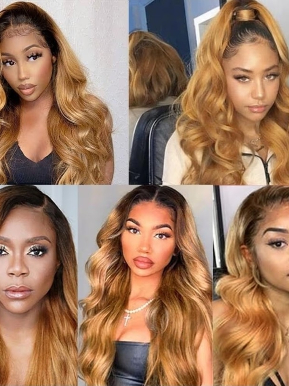 Honey Blonde Women's Wavy Lace Front Wig